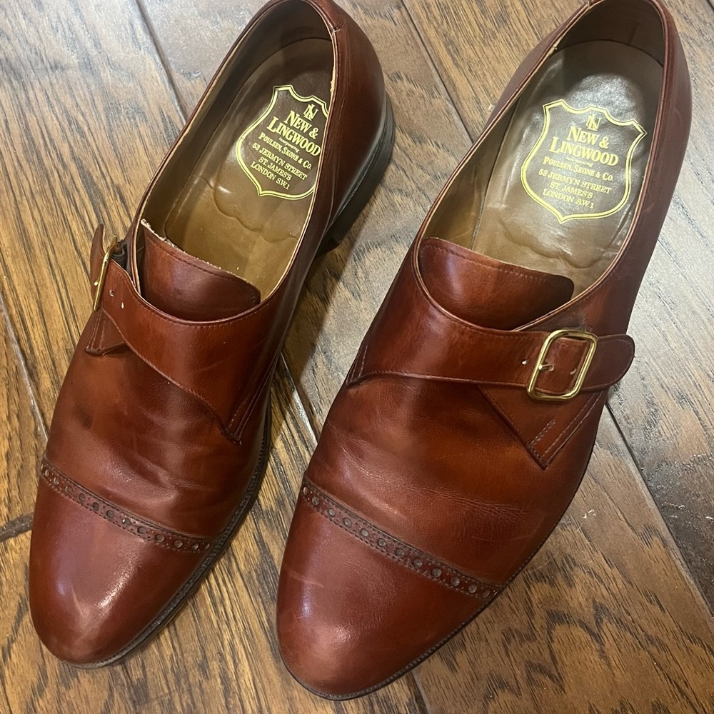 New & Lingwood By Crockett & Jones Brown Leather Monk Strap Men’s Shoes UK 10.5E